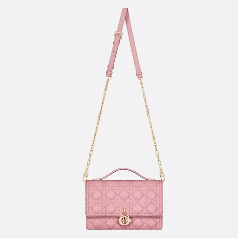 Cheap Small Miss Dior Top Handle Bag Cannage Lambskin Pink Luxury