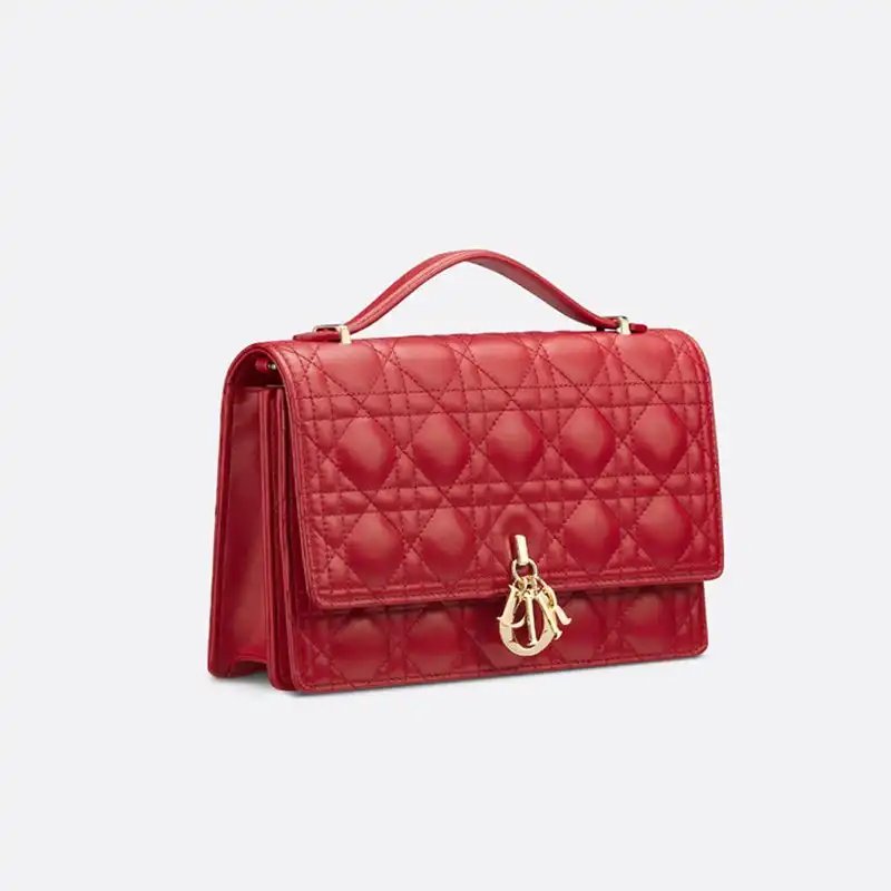 Cheap Small Miss Dior Top Handle Bag Cannage Lambskin Red Luxury