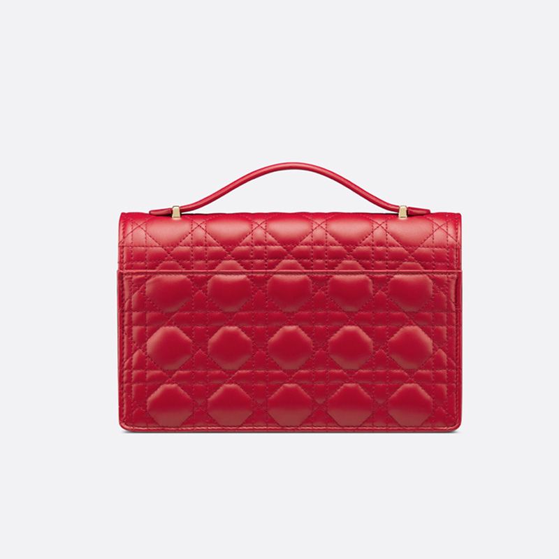 Hot Small Miss Dior Top Handle Bag Cannage Lambskin Red