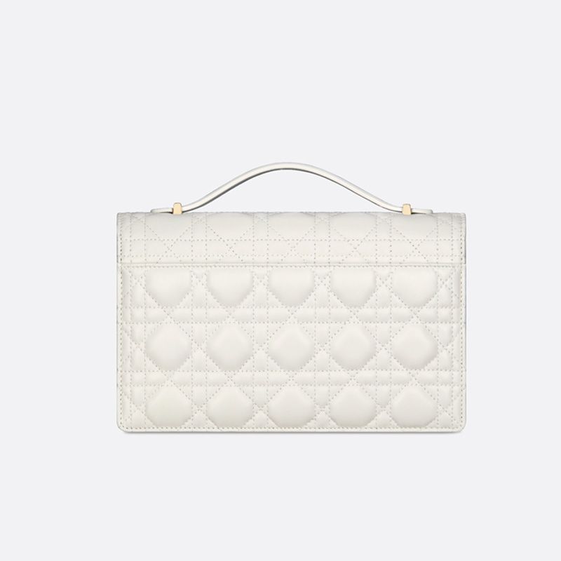 Hot Small Miss Dior Top Handle Bag Cannage Lambskin White