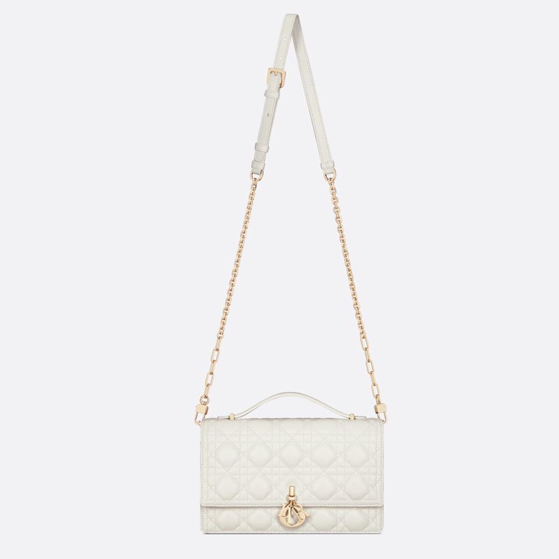 Hot Small Miss Dior Top Handle Bag Cannage Lambskin White