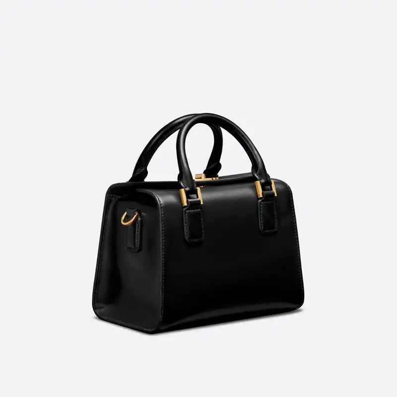 Cheap Small Dior Boston Bag Box Calfskin Black Luxury