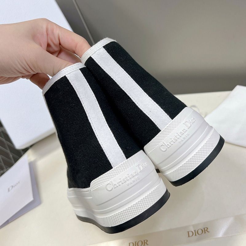 Walk'N'Dior High-Top Platform Sneakers Women Canvas Black Hot Sale