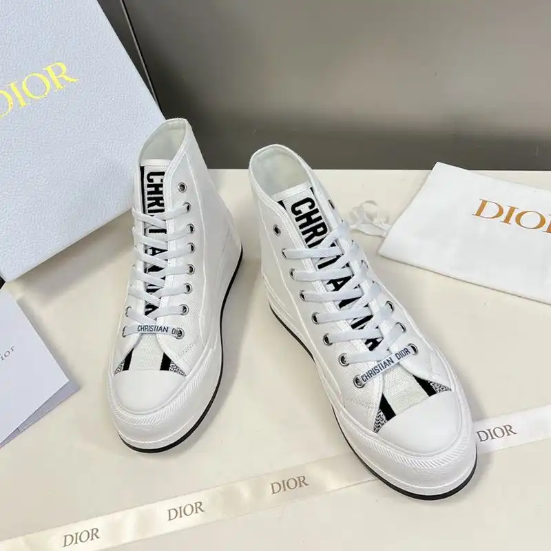 Cheap Hot Walk'N'Dior High-Top Platform Sneakers Women Canvas White