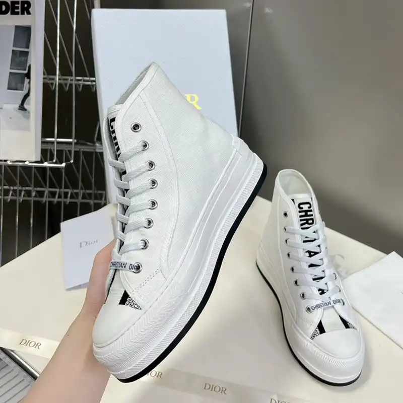 Cheap Hot Walk'N'Dior High-Top Platform Sneakers Women Canvas White