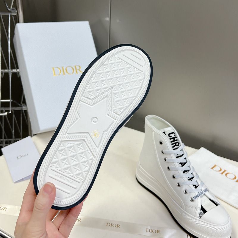 Walk'N'Dior High-Top Platform Sneakers Women Canvas White Hot Sale