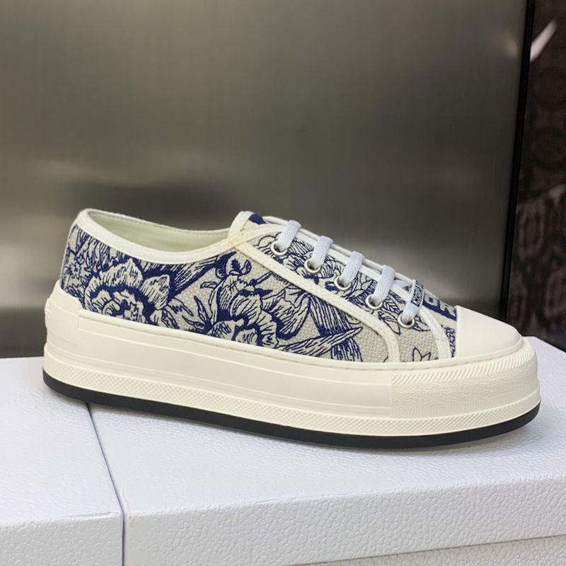 Hot Walk'N'Dior Platform Sneakers Unisex Jardin d'Hiver Motif Canvas Blue