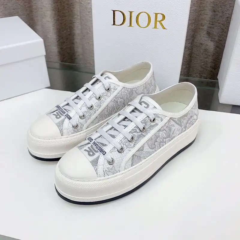 Hot Walk'N'Dior Platform Sneakers Unisex Jardin d'Hiver Motif Canvas Grey