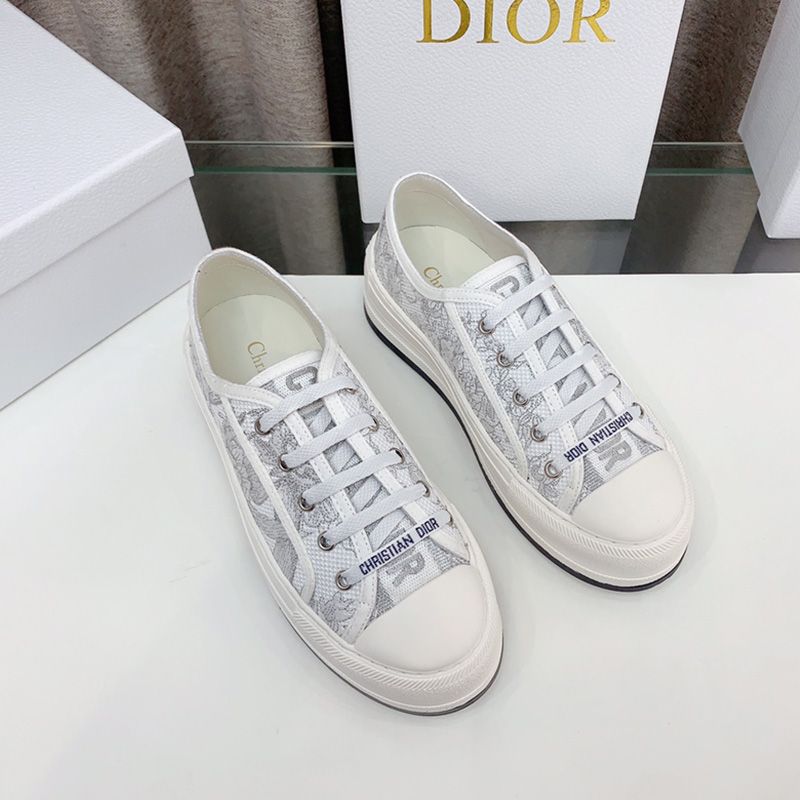 Walk'N'Dior Platform Sneakers Unisex Jardin d'Hiver Motif Canvas Grey