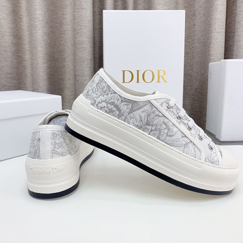 Walk'N'Dior Platform Sneakers Unisex Jardin d'Hiver Motif Canvas Grey