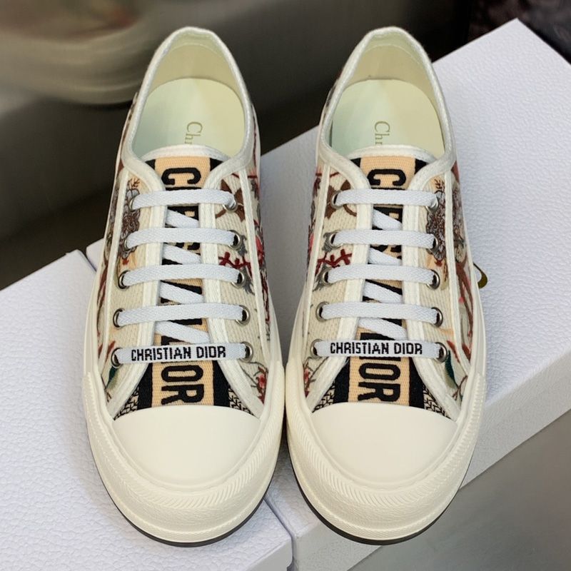 Walk'N'Dior Platform Sneakers Unisex Jardin d'Hiver Motif Canvas White Hot Sale