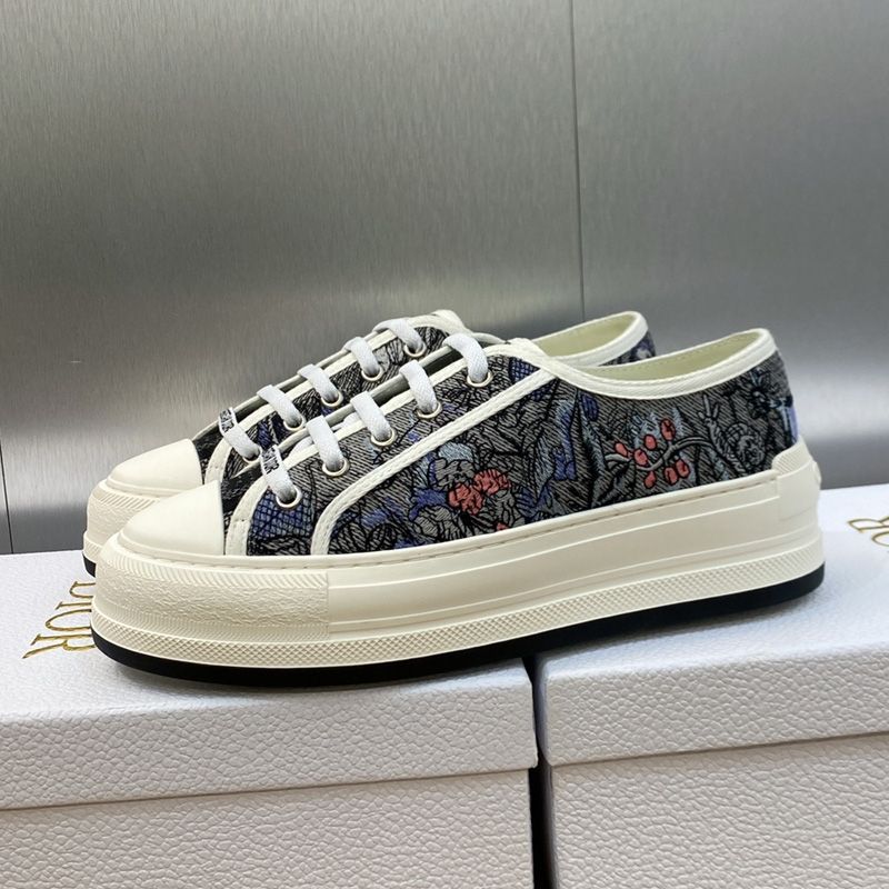 Hot Walk'n'Dior Platform Sneakers Unisex Jardin Magique Motif Canvas Blue