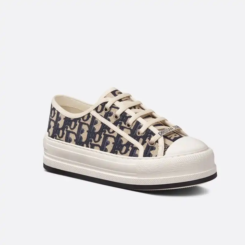 Hot Walk'N'Dior Platform Sneakers Unisex Oblique Motif Canvas Blue