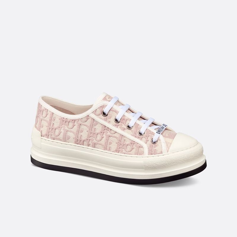 Hot Walk'N'Dior Platform Sneakers Unisex Oblique Motif Canvas Pink