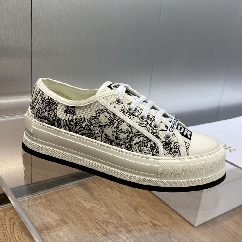 Hot Walk'n'Dior Platform Sneakers Unisex Toile de Jouy Voyage Motif Canvas White