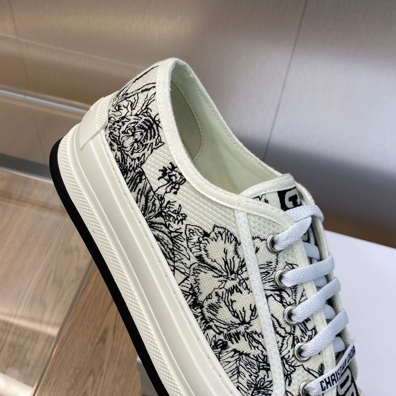 Walk'n'Dior Platform Sneakers Unisex Toile de Jouy Voyage Motif Canvas White Hot Sale