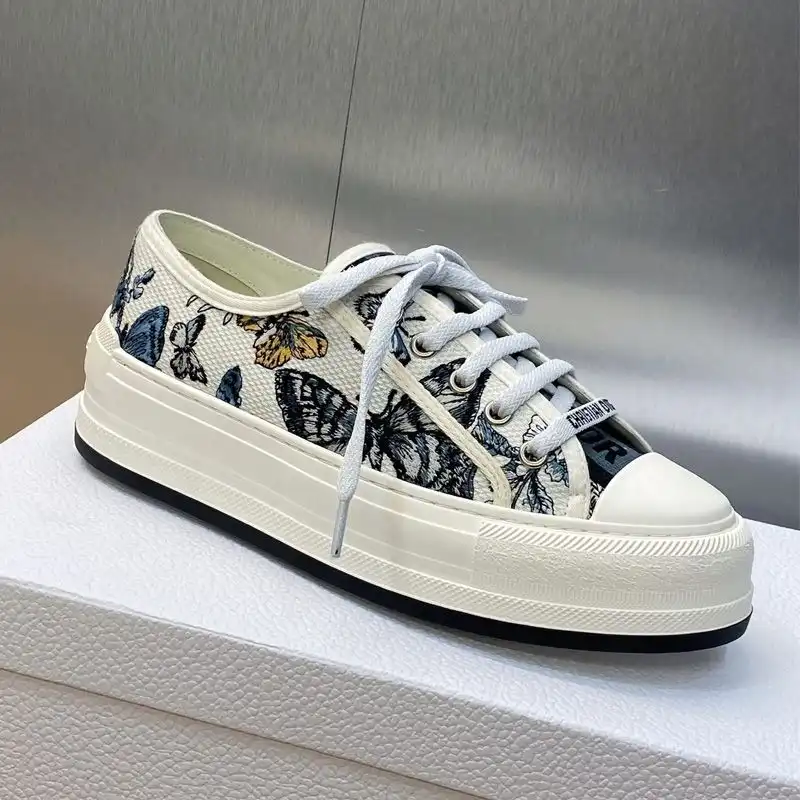 Hot Walk'n'Dior Platform Sneakers Unisex Toile de Jouy Mexico Motif Canvas White Blue