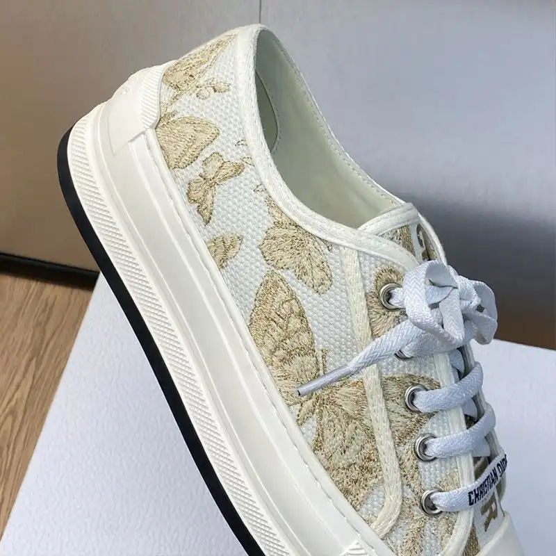 Affordable Hot Walk'n'Dior Platform Sneakers Unisex Toile de Jouy Mexico Motif Canvas White Gold