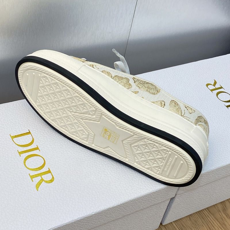 Walk'n'Dior Platform Sneakers Unisex Toile de Jouy Mexico Motif Canvas White Gold Hot Sale