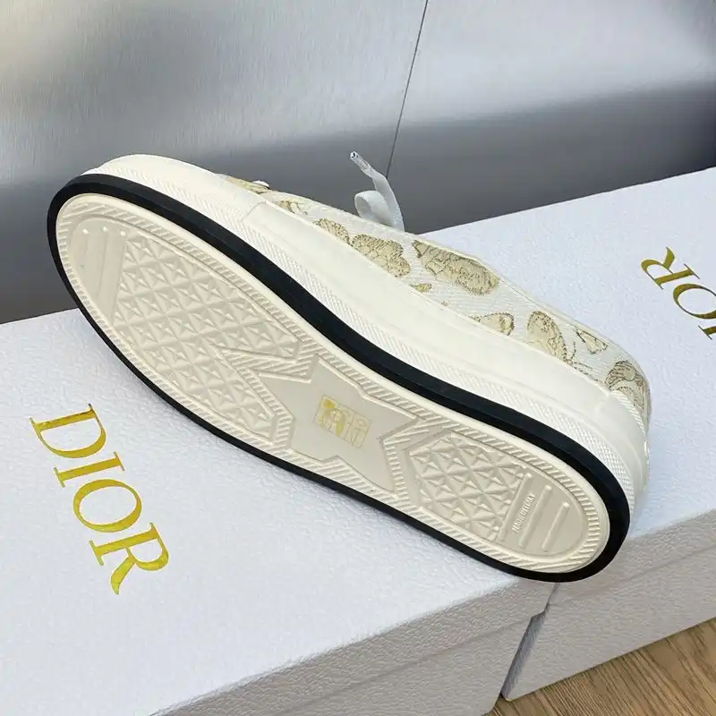 Affordable Hot Walk'n'Dior Platform Sneakers Unisex Toile de Jouy Mexico Motif Canvas White Gold