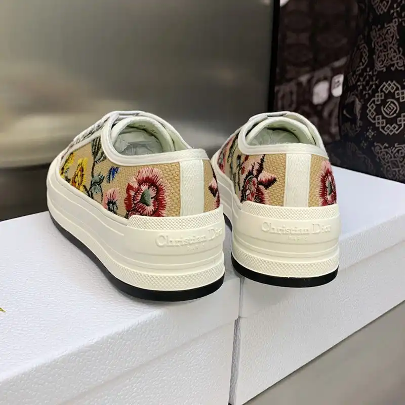 Affordable Hot Walk'n'Dior Platform Sneakers Unisex Petites Fleurs Motif Canvas White