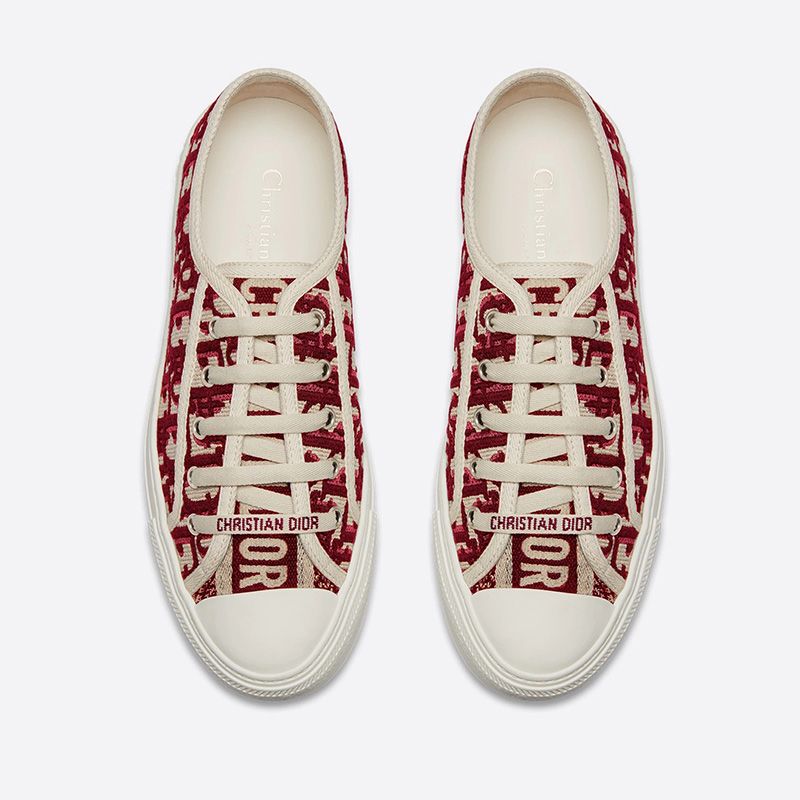 Hot Walk'n'Dior Sneakers Women Oblique Motif Canvas Burgundy