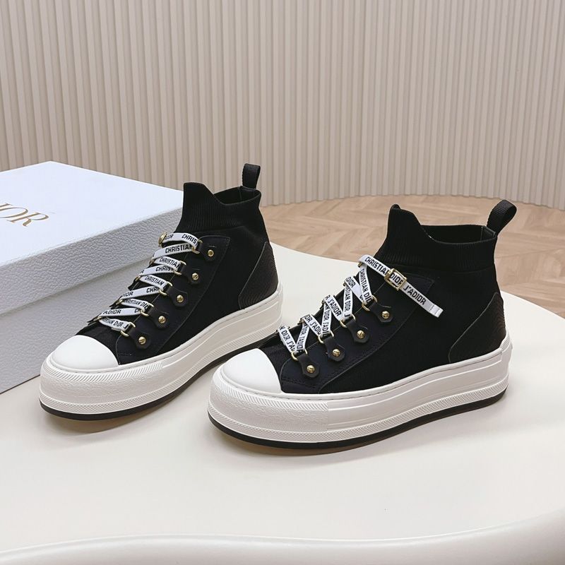 Walk'n'Dior Platform Sneakers Women Technical Mesh and Calfskin Black Hot Sale