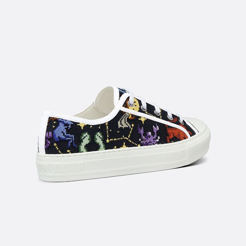 Hot Walk'n'Dior Sneakers Women Pixel Zodiac Motif Canvas Black