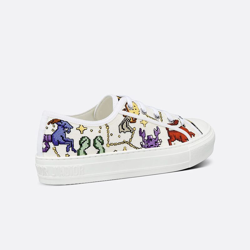 Walk'n'Dior Sneakers Women Pixel Zodiac Motif Canvas White Hot Sale