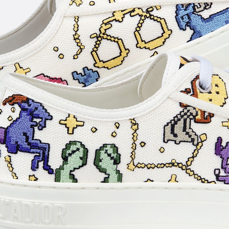 Walk'n'Dior Sneakers Women Pixel Zodiac Motif Canvas White Hot Sale