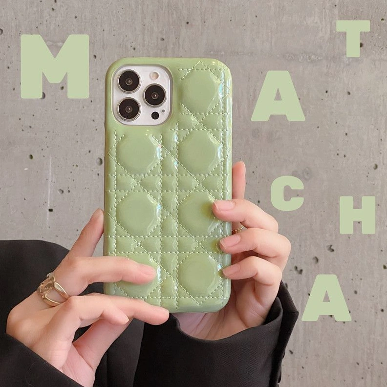 Affordable 1437 Dior iPhone Case Cannage Patent Leather Green