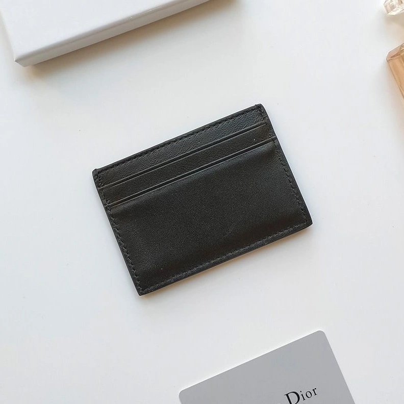 Affordable 1586 Dior Card Holder Calfskin With D Icon Signature Black