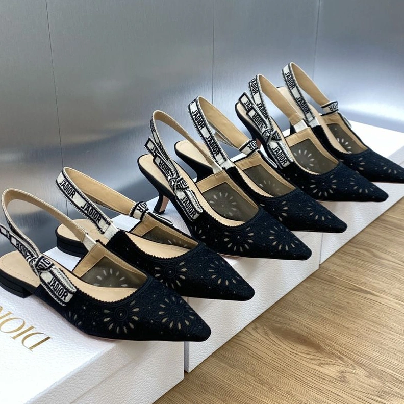 Affordable 2429 J'Adior Slingback Pumps Women Saint-Gall Floral Motif Mesh Black