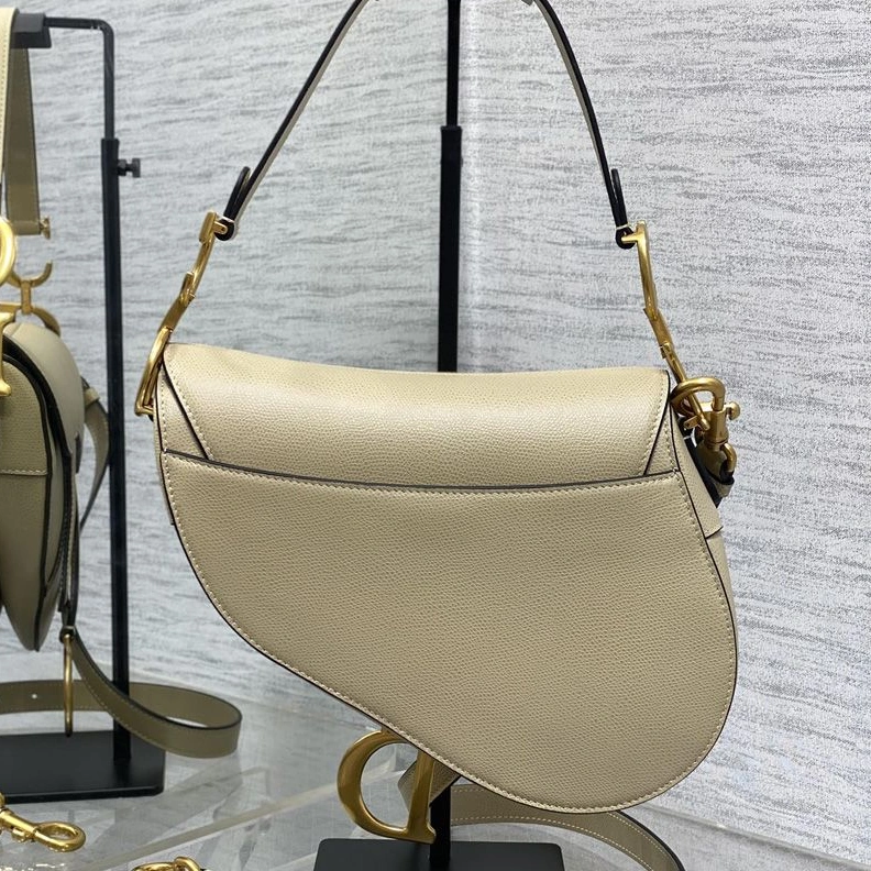 Affordable 2662 Dior Saddle Bag with Strap In Grained Calfskin Apricot