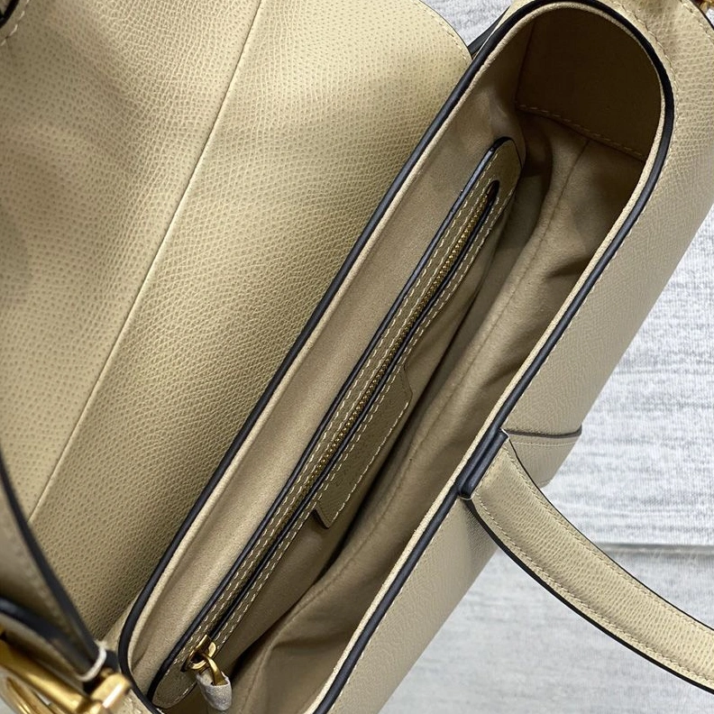 Affordable 2662 Dior Saddle Bag with Strap In Grained Calfskin Apricot