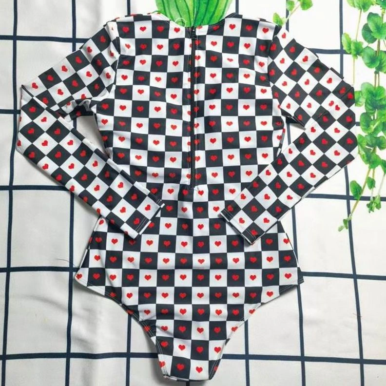 Affordable 2792 Christian Dior Bodysuit Women Dioramour D-Chess Heart Motif Lycra Black White