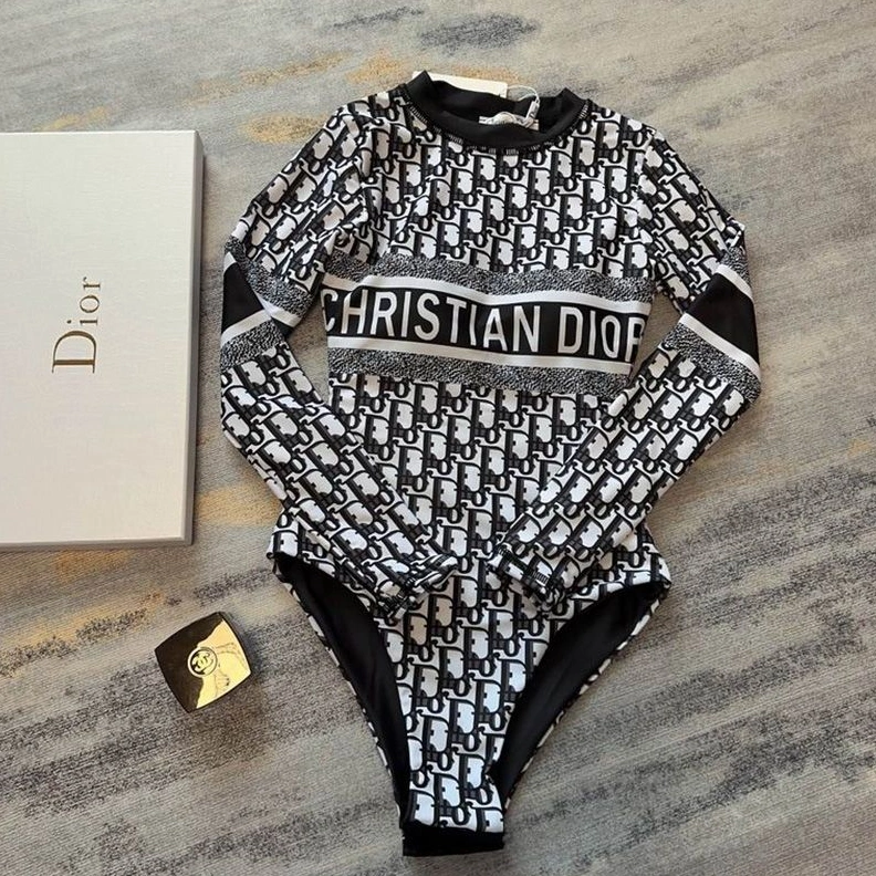 Affordable 3907 Christian Dior Bodysuit Women Oblique Motif Lycra Black