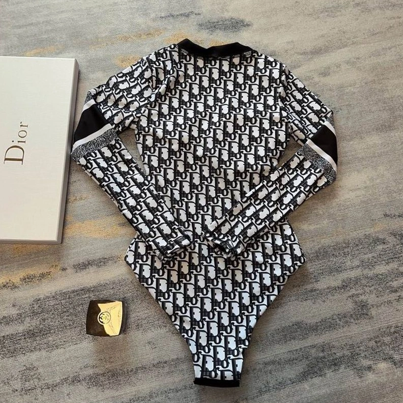 Affordable 3907 Christian Dior Bodysuit Women Oblique Motif Lycra Black