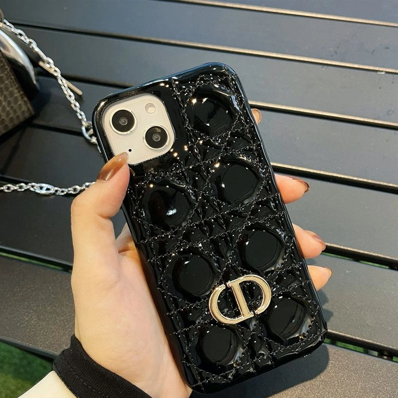 Affordable 5996 Dior CD iPhone Case Cannage Patent Leather Black