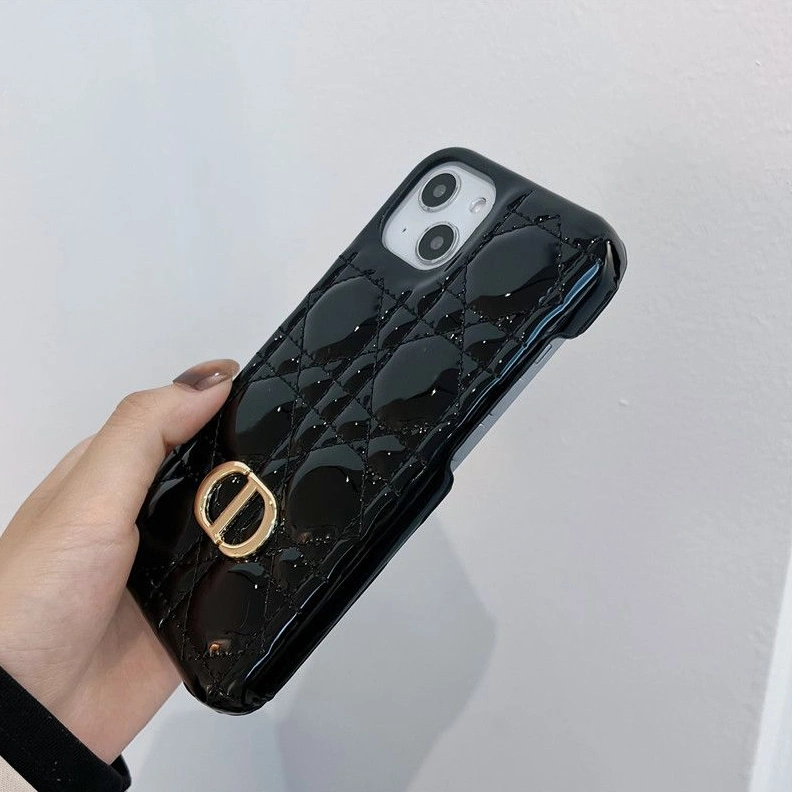 Affordable 5996 Dior CD iPhone Case Cannage Patent Leather Black