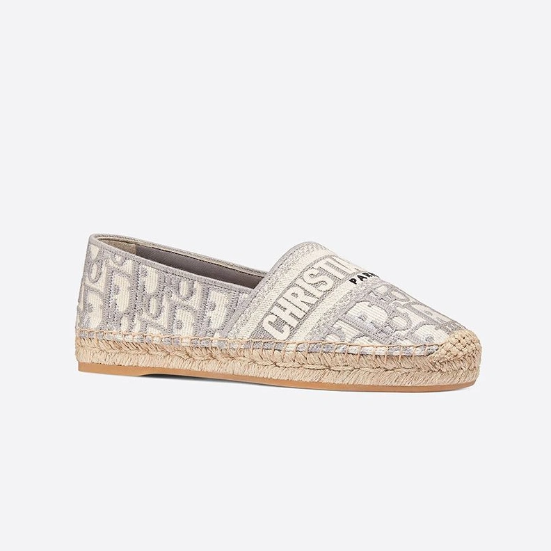 Affordable 6268 Christian Dior Granville Espadrilles Women Oblique Motif Canvas Grey
