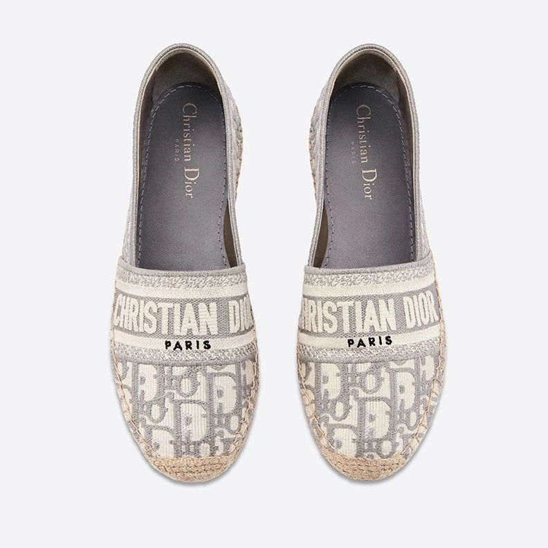 Affordable 6268 Christian Dior Granville Espadrilles Women Oblique Motif Canvas Grey