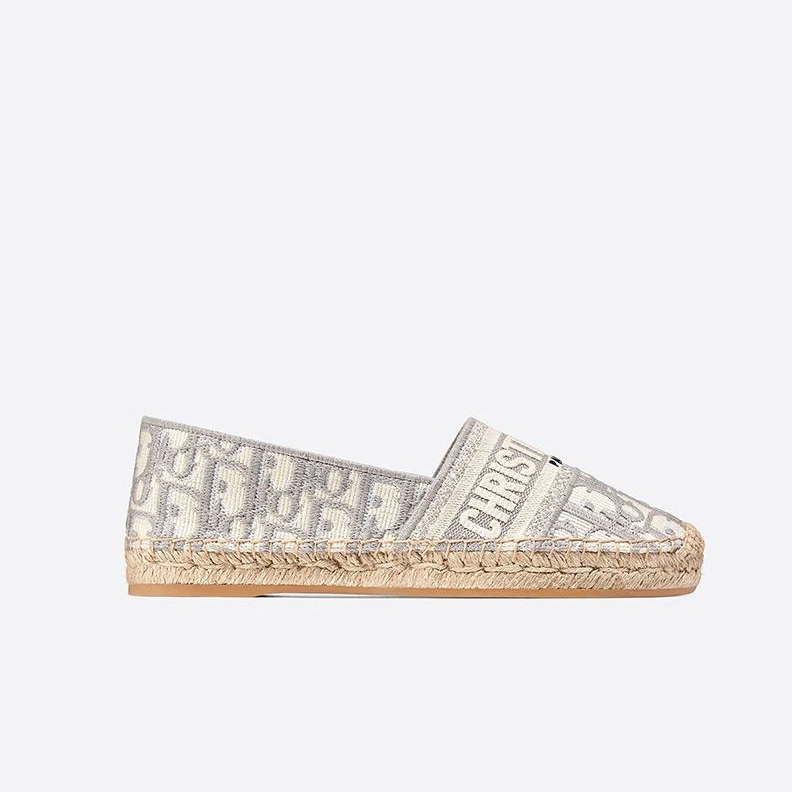 Affordable 6268 Christian Dior Granville Espadrilles Women Oblique Motif Canvas Grey