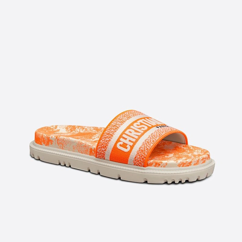Affordable 700 Christian Dior Dway Slides Women Toile De Jouy Motif Cotton Orange