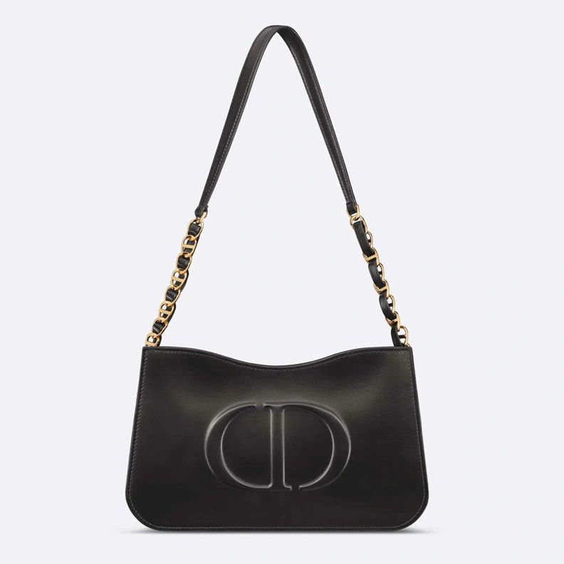 Affordable 718 Mini Dior CD Signature Hobo Bag Calfskin Black