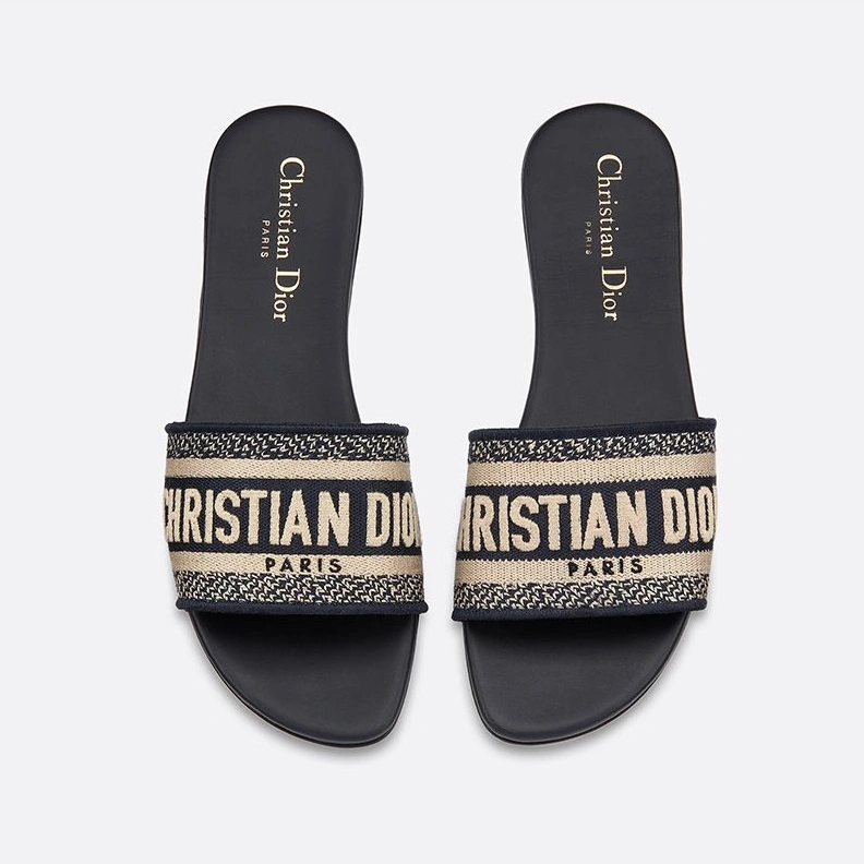 Affordable 7366 Christian Dior Dway Slides Women Canvas Blue