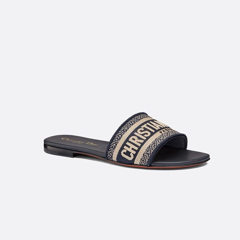 Affordable 7366 Christian Dior Dway Slides Women Canvas Blue