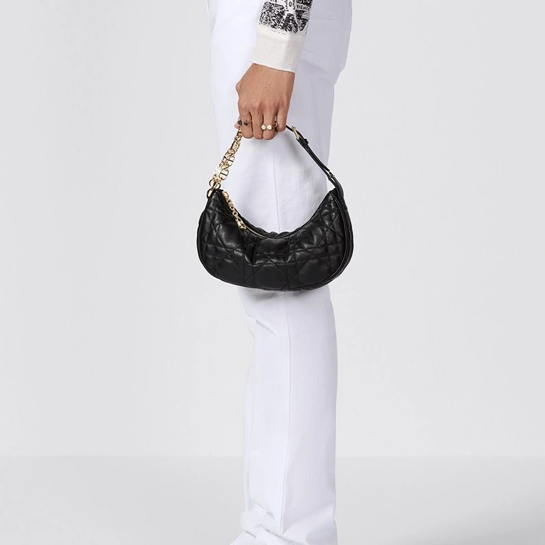 Affordable 8444 Dior CD Lounge Bag Cannage Lambskin Black