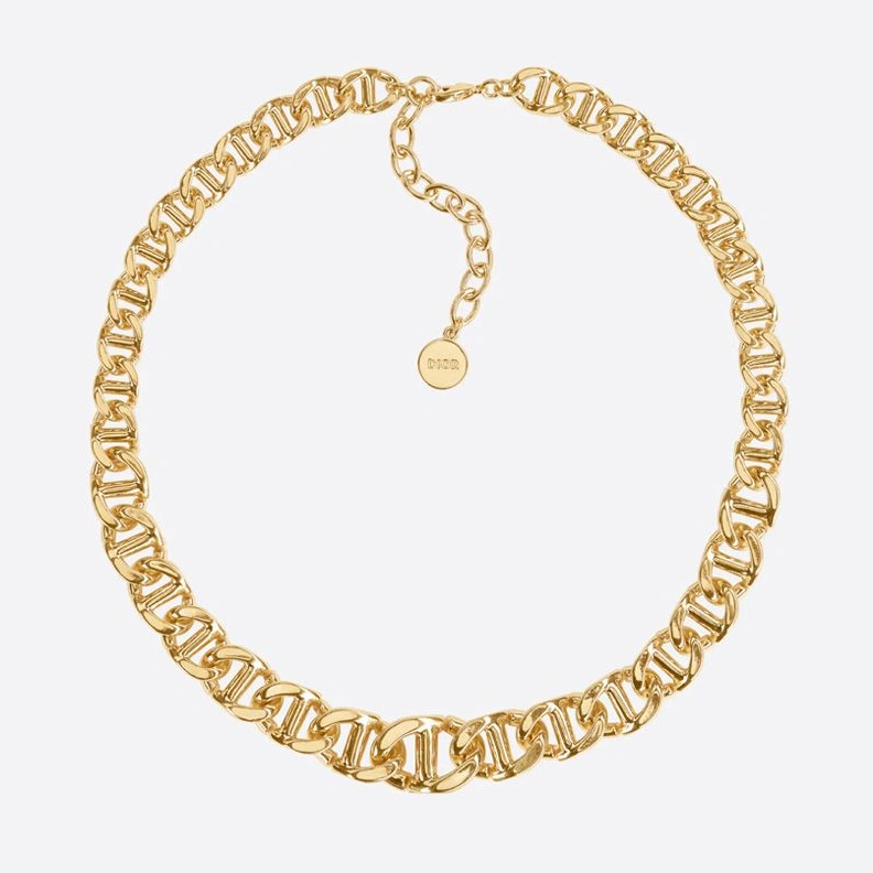 Affordable 8513 Dior CD Navy Necklace Metal Gold