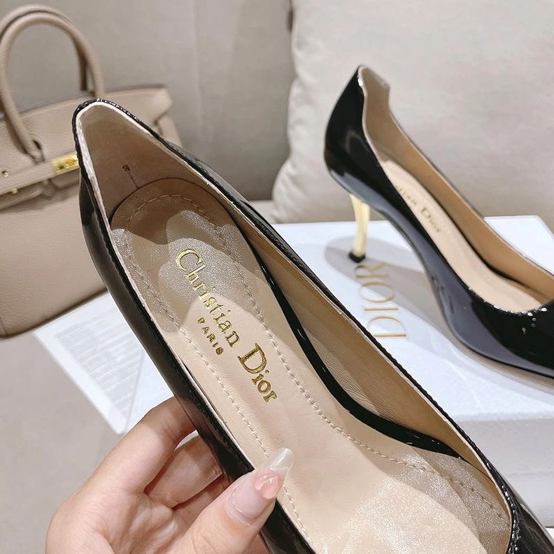 Affordable 891 Dior D-Fame Pumps Women Patent Leather Black